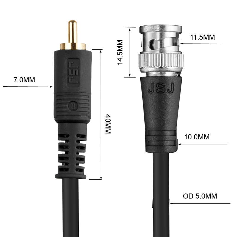 Коаксиальный кабель Digizulu HD SDI BNC RCA 1080p 3G SD RG59 для iOS и систем безопасности|rca male cable|to
