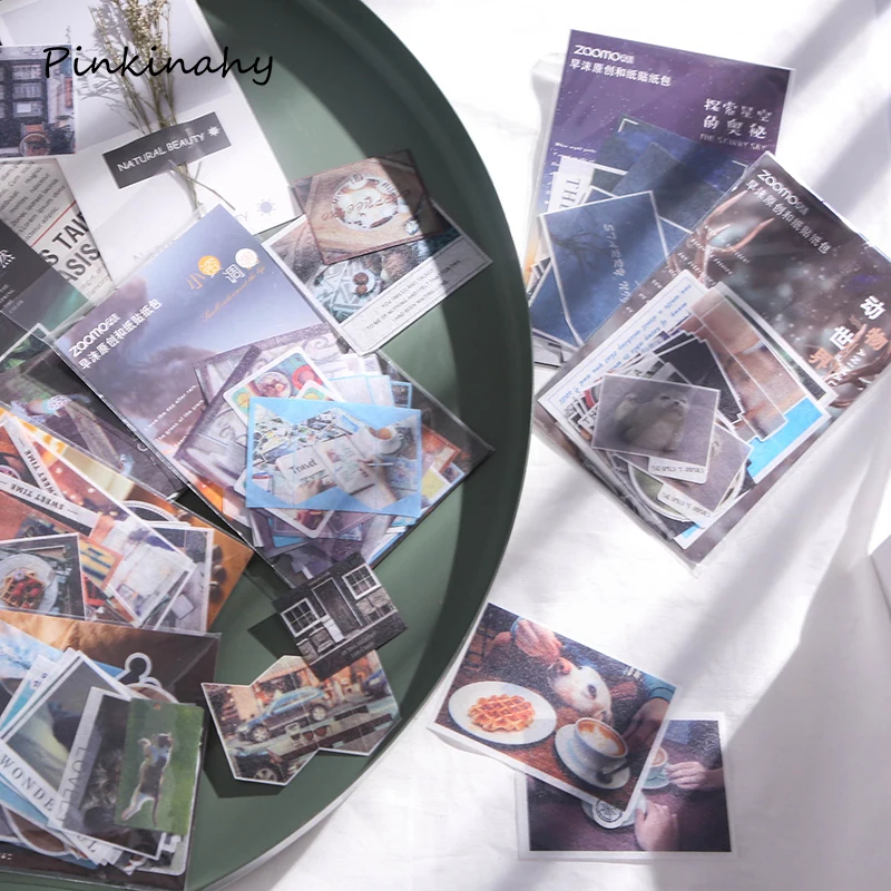 40 листов кофе пуля журнал японский стационарный дневник мини небольшой путешествия хлопья Милая печать наклеек Винтаж Скрапбукинг DT018