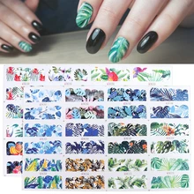 24 дизайна наклейки-лак для ногтей переводные наклейки для ногтей Цветы Листья полное покрытие слайдеры Маникюр Искусство украшения TRBN949-972