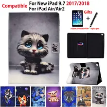 Умный чехол с кошкой для Apple iPad 9," 5th 6th Generation A1893 A1954, чехол для iPad Air 1 2, чехол из искусственной кожи+ подарок