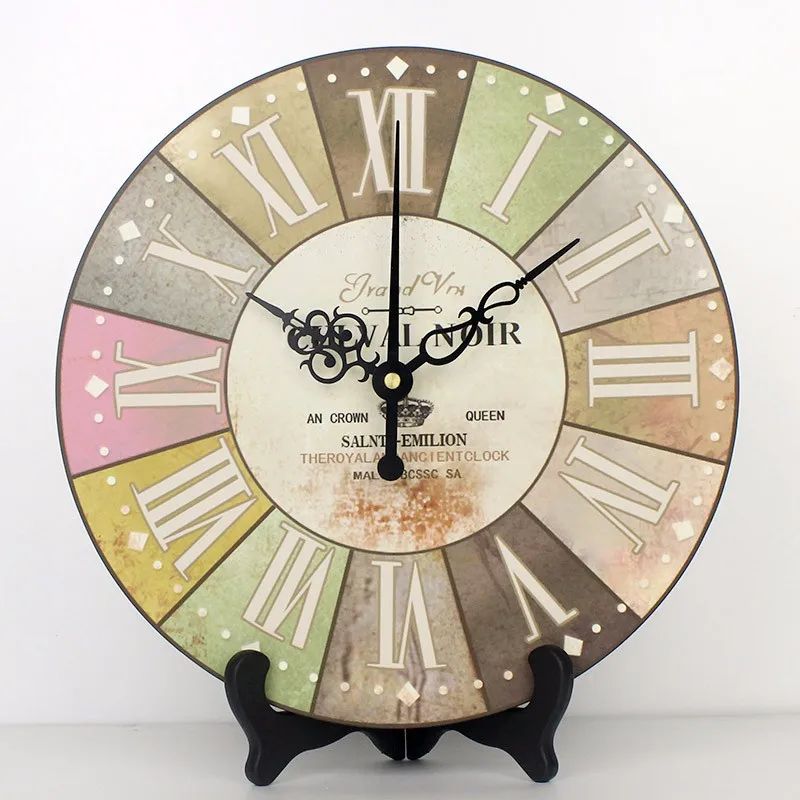 12 ''Винтажный французский Париж красочный французский кантри тосканский стиль настольные часы более тихий украшение на стол для дома часы подарок