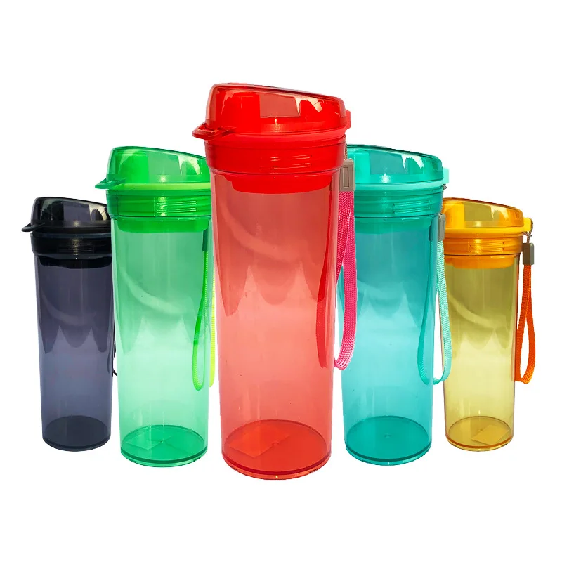 

400ML Simple Plastic Water Bottle LeakProof High Quality Tour Portable Bottles With Rope And Tea partition