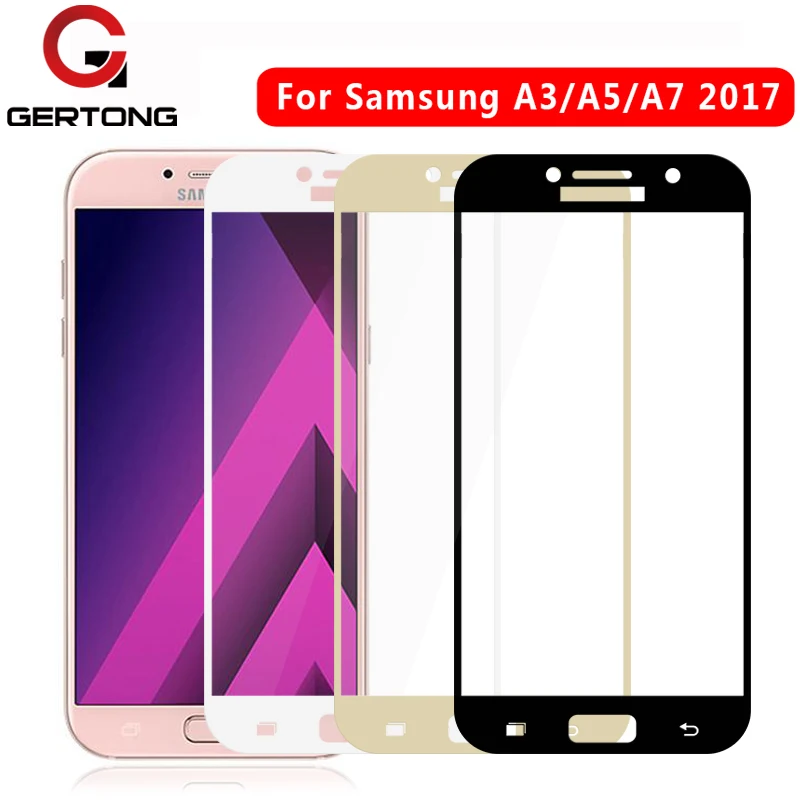 GerTong полное покрытие телефона из закаленного стекла для samsung Galaxy A3 A5 A520 A7 A720 J3 J5 J7 Защитная пленка для экрана