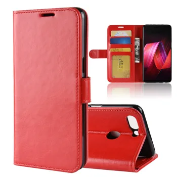 

For Oppo R15 Magnetic Flip Wallet Leather Case For Oppo R15 Card Slots Holder Shockproof Protective Phone Case /Red
