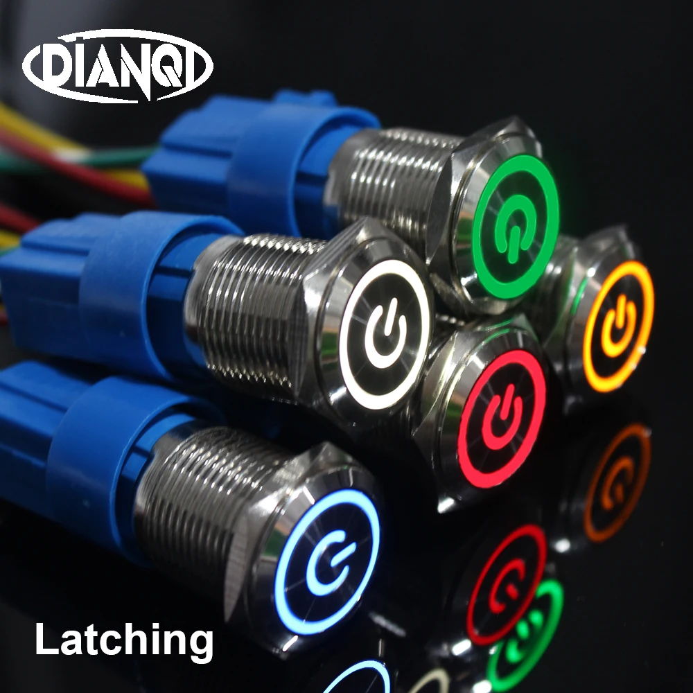 

New type 19mm Waterproof Latching Metal Doorbell Bell Horn power ring mark Push Button Switch LED reset car PC 19XX.HXDY.S Power