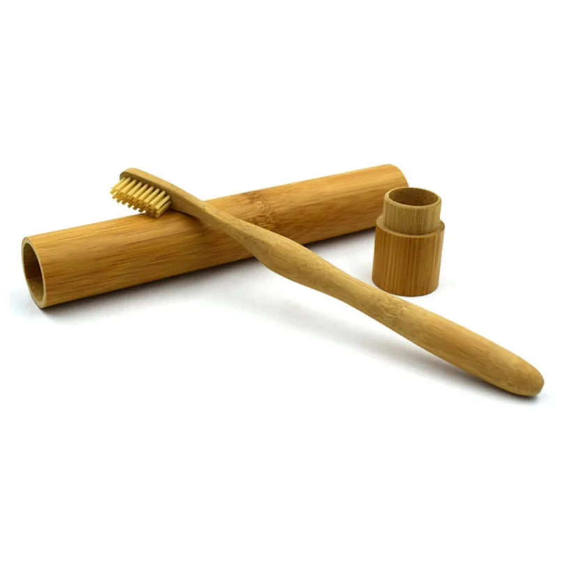 Коробка для хранения зубных щеток портативная зубная щетка из натурального бамбука чехол трубка для путешествий Экологичная ручная работа#2Y23