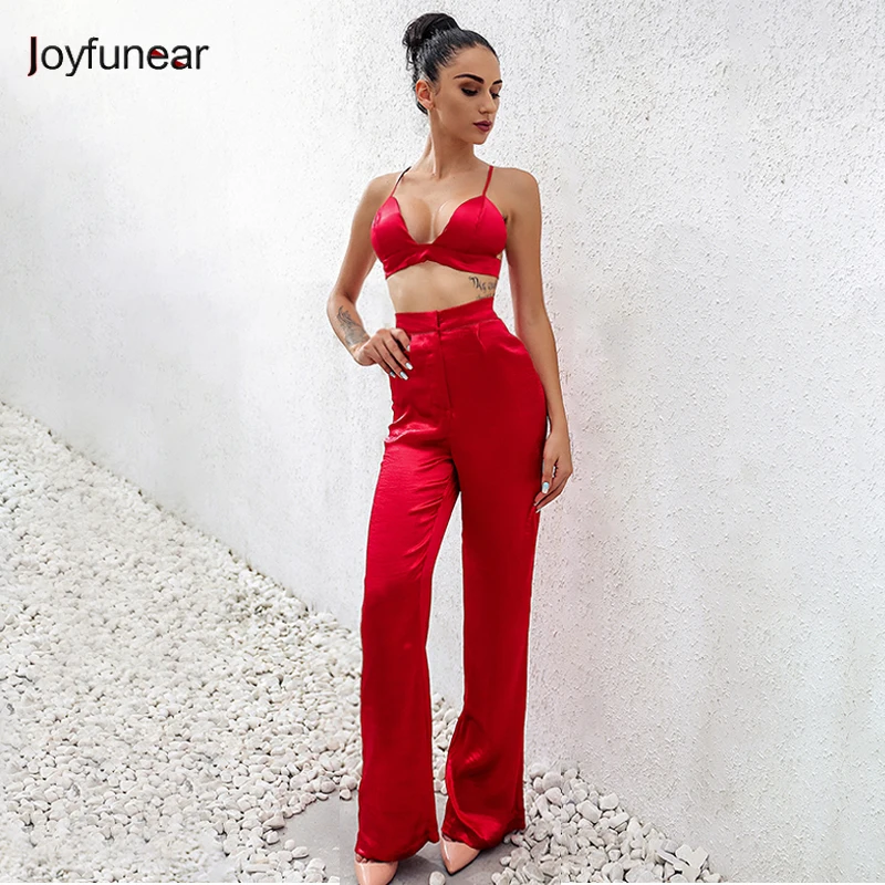 2017 New Women Two Piece Outfits deep v CropTop and full