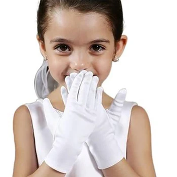 

1 Pair Kids Gloves Full Finger Satin Feel Performance Formal Special Occasion Boy Girl Party Dance Dress Elastic Gloves~