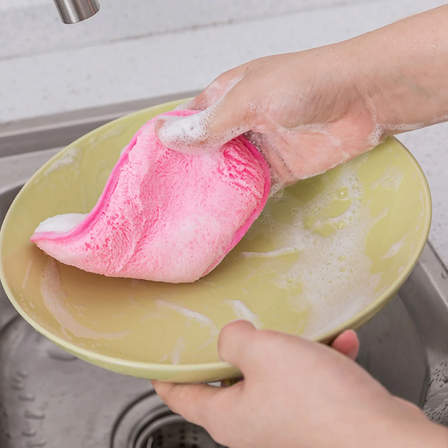 Behogar 6 шт. двухсторонние Scrubber чистящие прокладки кухонные губки принадлежности для емкость для моющего средства для кастрюль блюдо случайный цвет
