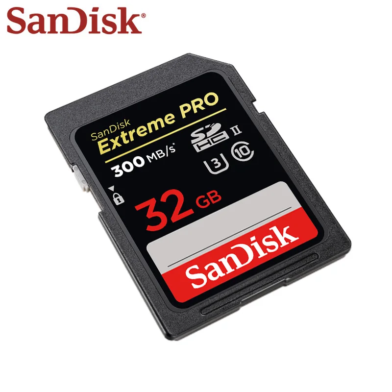 Двойной Флеш-накопитель SanDisk Extreme PRO SD карты 300 МБ/с. 128 64Гб 32Гб флеш-карты памяти Class 10 SDXC карты памяти SDHC U3 флэш-карты высокой Скорость UHS-II для Камера