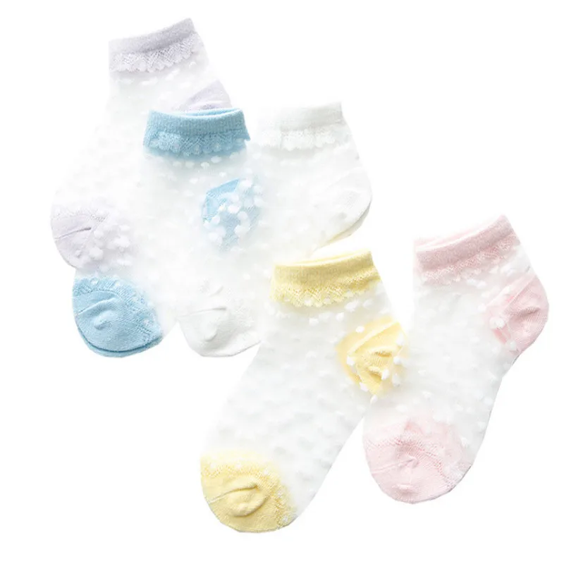 5 Pairs/Lot Summer Girls Socks For Children Kids Mesh Style Baby Girl Floral Socks with Elastic Lace Dot Flowers Sock Wholesale