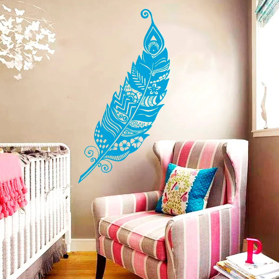Wall Decal Feather Peafowl Peacock Bird Pattern Nature Vinyl