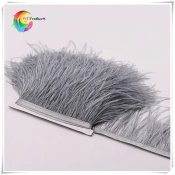 

Silver gray Ostrich Feather tirms Height 10-15CM Decor feathers for Craft Clothing Accessories Supplies plumage Fringe Trims