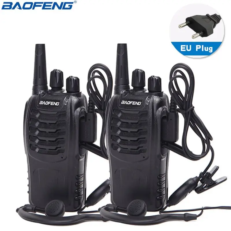 2pcs EU plug 2 шт Baofeng BF-888S портативная рация 5 Вт двухстороннее радио портативное CB радио UHF 400-470MHz 16CH Comunicador передатчик приемопередатчик - Цвет: 2pcs EU plug
