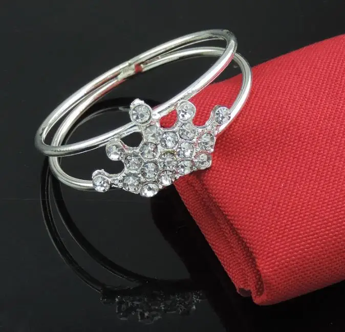 

100pcs/lot Silver Crown napkin buckle metal multilayer napkin holder napkin rings for Hotel wedding banquet table decoration