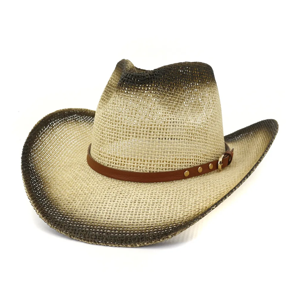 Sun Hat Man Summer Cowbay  Panama Straw Casual Beach Wide Brim Outdoor Cap Accessory (5)