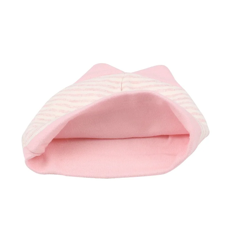 Organic Cotton Newborn Baby Hat Striped Cat Ears Infant Beanie Soft Double Layer Tire Hat Cure Newborn Beanie Baby Boys Clothing (13)