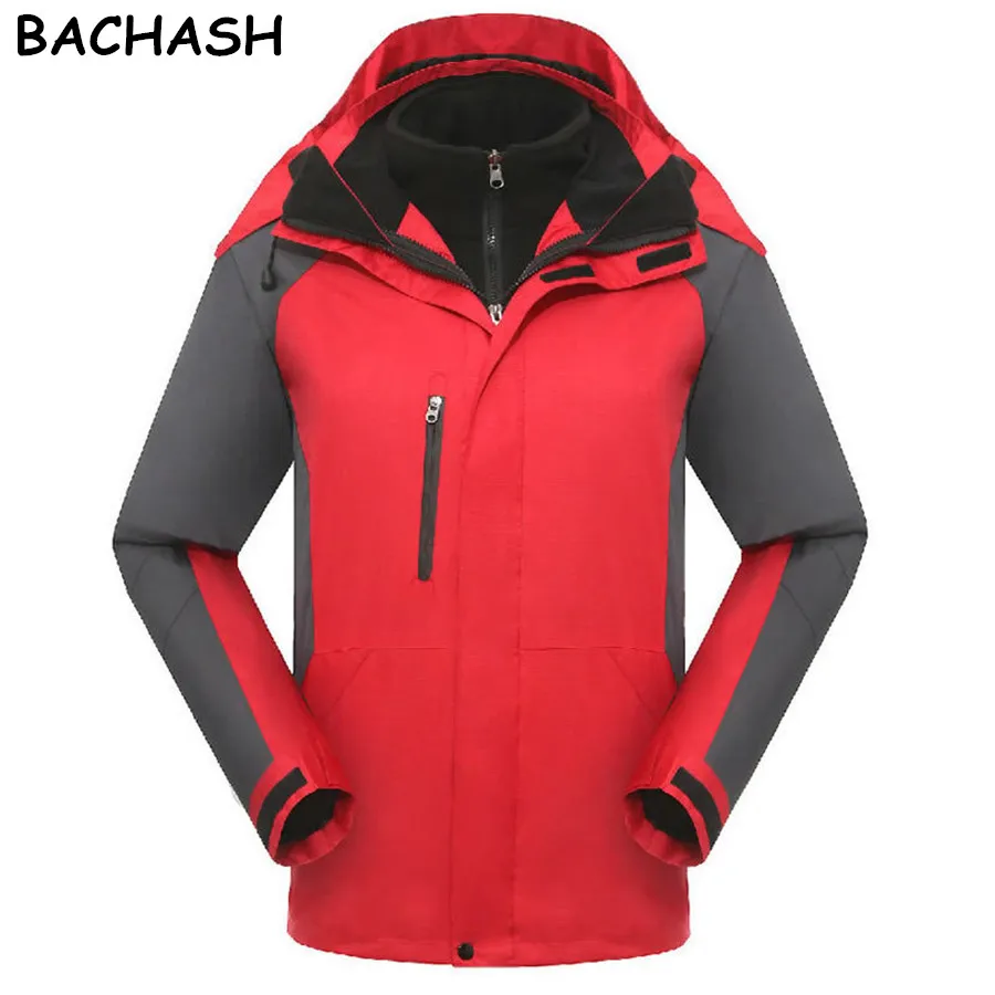 BACHASH 2 шт. новейший дизайн мужские плюс размер водонепроницаемые ветрозащитные горные теплые пальто куртка повседневное Мужская большая верхняя одежда на молнии