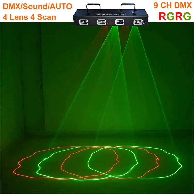 AUCD 4 Lens Red Green Laser 7CH DMX DPSS Scanner Equipment Stage Lighting font b Projector