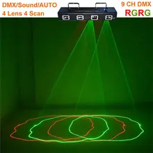 AUCD 4 Lens Red Green Laser 7CH DMX DPSS Scanner Equipment Stage Lighting Projector DJ Party Disco Show System Light DJ-505RGRG