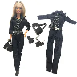 NK один комплект Кукла платье модное леопардовое пальто современный наряд повседневная одежда сумка для куклы Барби аксессуары подарок