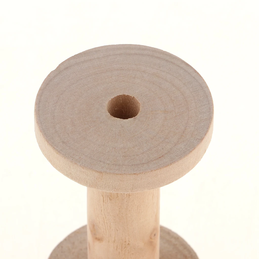 1x Natural Wooden Spool for Thread String Rolling Wire Bobbin Sewing Tools DIY Needlework Accessories