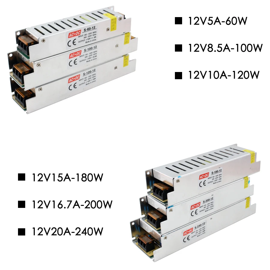 AC DC LED 12V адаптер питания Универсальный AC/DC инвертор освещение трансфомер 220V до