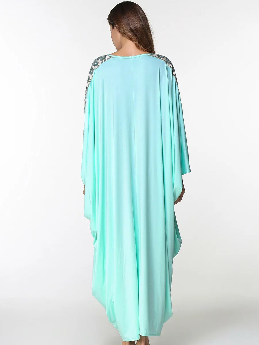 Модное мусульманское платье с вышивкой «летучая мышь» абайя, длинный женский кафтан с рукавами «летучая мышь», арабэ Рамадан, Дубай, исламский марокканский кафтан
