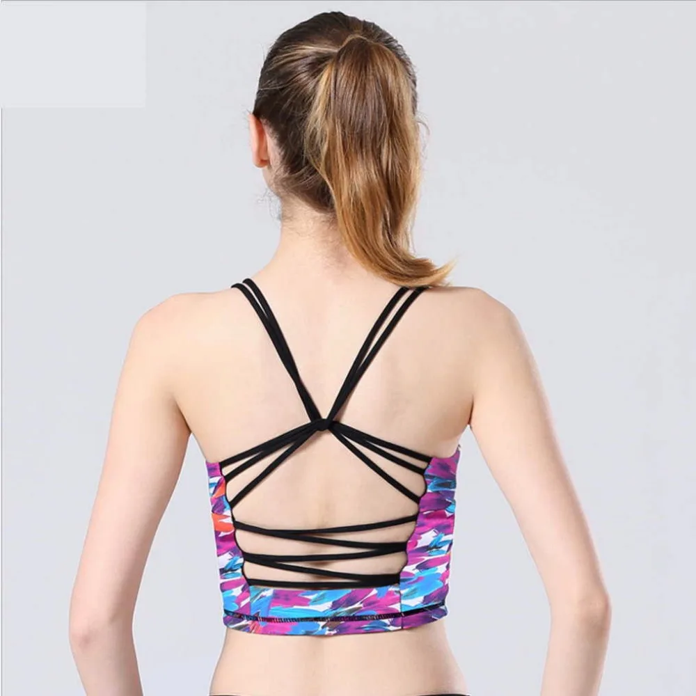 

SzBlaZe Cross Back High Impact Sport Bra with Removable Pads Sleeveless Top For Yoga Running Workout Gym Fitness