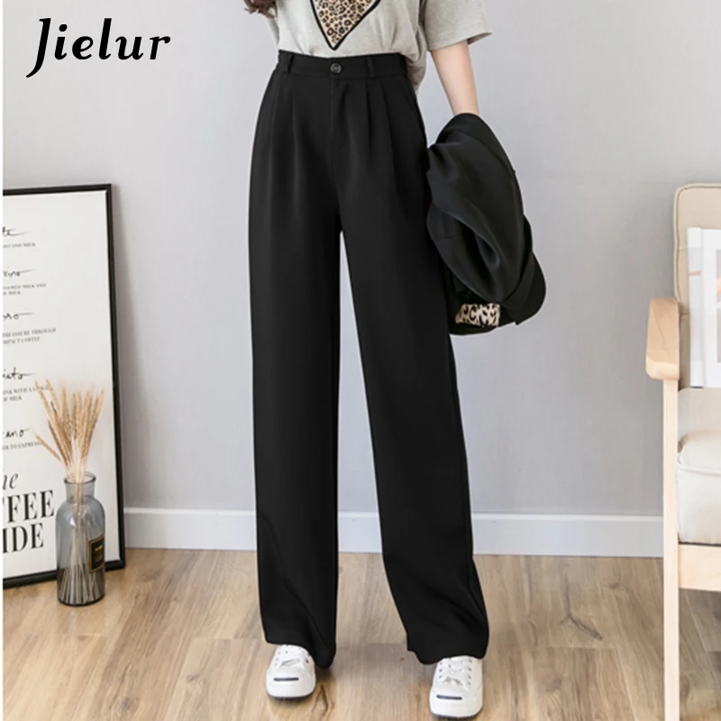 

Jielur OL Pants Women 2019 New High Waist Pant XS-XXL Black Red Trousers Women Basic All-match Kpop Style Chic Pantalons Femme