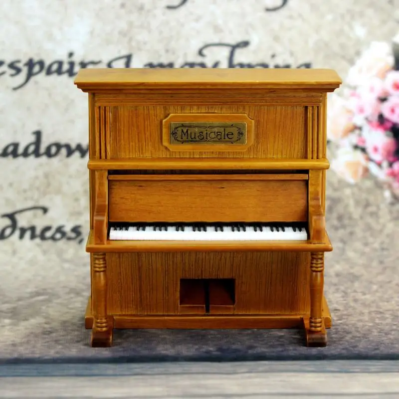 

Free shipping Upright piano music box music box birthday present wooden craft gift Christmas gift factory outlet