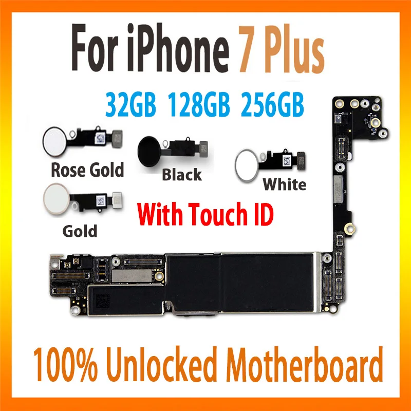 

Original unlocked motherboard for iPhone 7P 7 plus logic board with Touch ID / Without Touch ID with Chips mainboard MB