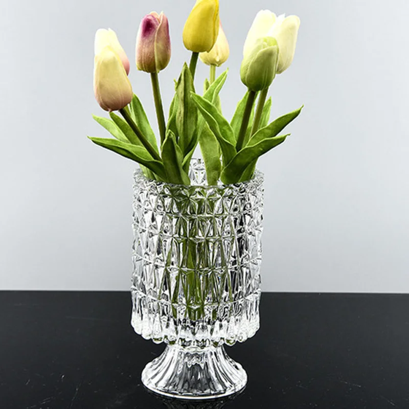

DLYLDQH Fashion Modern style Transparent Crystal Glass Vase Modern Home Decoration vogue Desktop Vase Wedding Gift Decoration