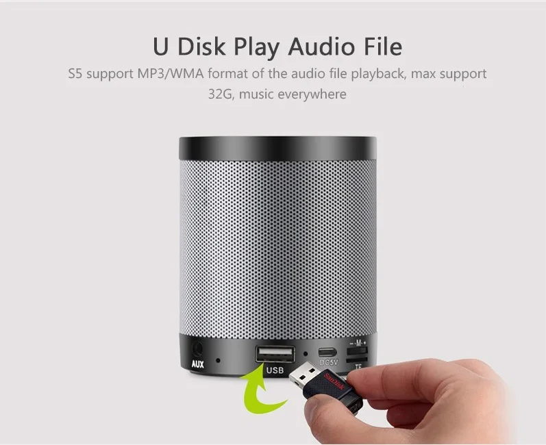 Динамик портативный Bluetooth S5 громкоговорители сабвуфер активный открытый бас