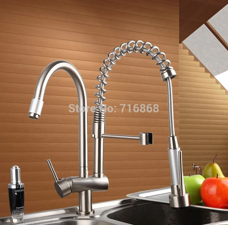 

SHIVERS Modern Style Faucet Hot & Cold Water Faucet Nickel Brushed Swivel Pull up down Kitchen Basin Sink Mixer Tap Faucet
