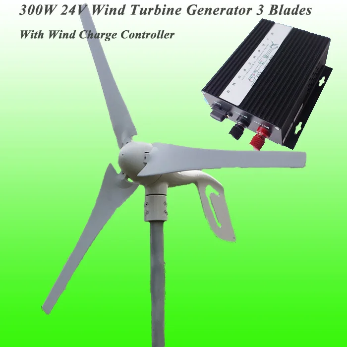 Горячая номинальные 3 лезвия 300 Вт 24 В ветряной генератор и идеальный Контроллер заряда ветровой энергии
