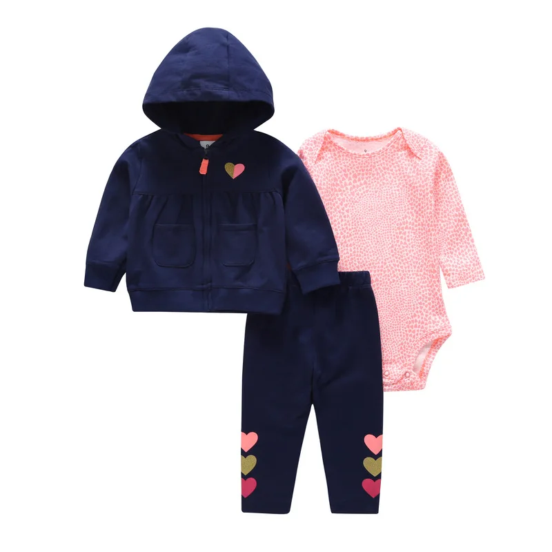 Комплекты одежды для новорожденных мальчиков и девочек, Детский комбинезон из флиса и хлопка, кофта+ комбинезон+ штаны, комплект одежды из 3 предметов - Цвет: Style 1