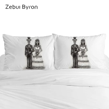 

3D HD Pillow Case Custom design,Pillowcase 50x70/50x75/50x80,Decorative Pillow Cover Bedding pencil drawing Skull Wedding