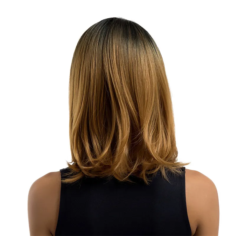 

Wig Fashion Women Short Straight Glueless Resistant Lace Women Brown Natural Straight Hair Full wigs dropship Jan19