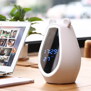

Cute bear makeup mirror alarm clock speaker relight mirror wireless bluetooth speaker portable relight smart clock