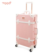 KAWEIDA 2"-26" Спиннер колеса ретро розовая тисненная полиуретановая кожа чемодан женские Багажники винтажные чемоданы багаж для девочек