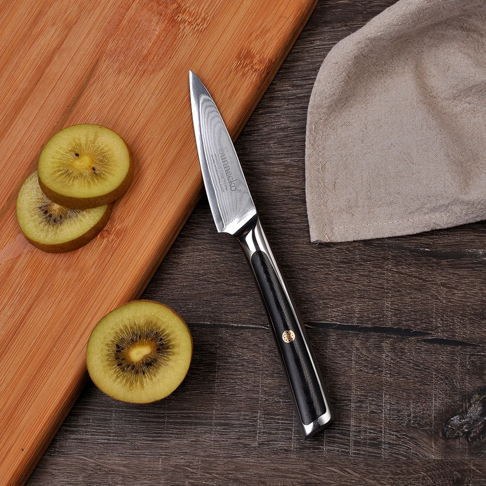 Sunnecko 3," нож для очистки овощей Дамасская сталь лезвие японский VG10 ядро бритвы острые G10 Ручка кухонные ножи фруктовый пилинг