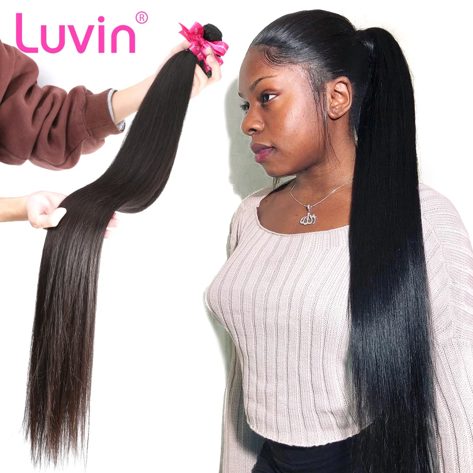 

Luvin Straight 8- 40 Brazilian Hair Weave Bundles Unprocessed Virgin Hair Weave Natrual Human Hair Bundles 1 3 4Pcs