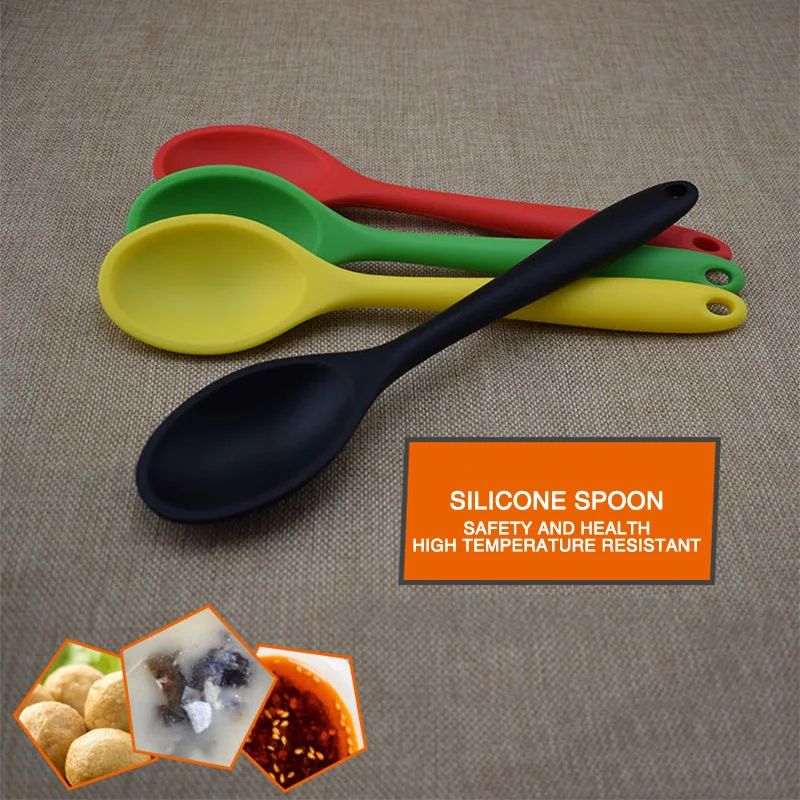 Silicone Soup Tea Spoon Colher Spoons Cuchara Milk Coffee Honey Mixing