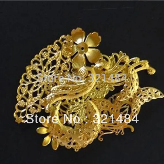 

200piece mixed size and mixed shape Gold Plated Filigree Wrap Flower Beads Jewelry DIY Findings Accessories