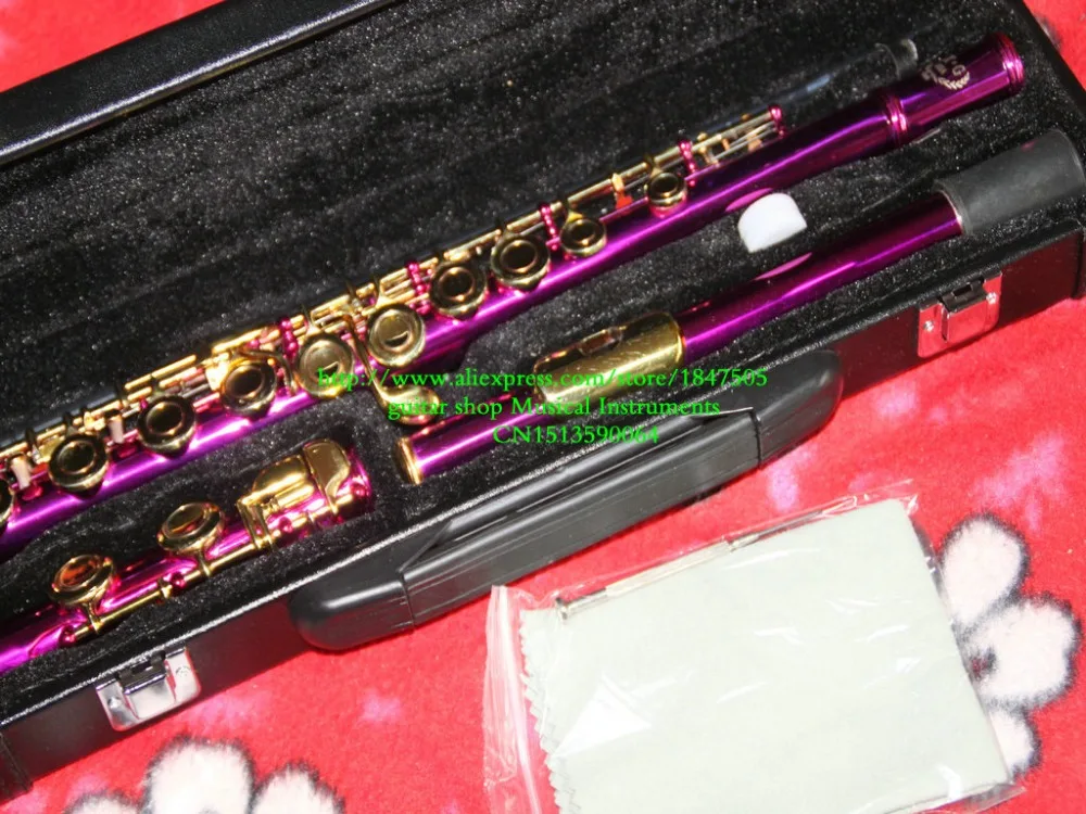 Фиолетовый золотой ключ 16 Флейта с отверстиями чехол музыкальные инструменты деревянные флейты