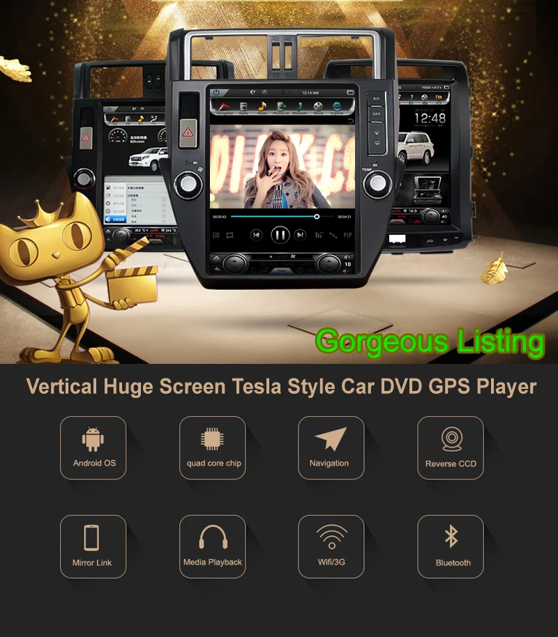 Best Otojeta Vertical big Screen 10.4inch Quad Core Android 6.0 2gb ram 32gb rom Car DVD GPS Radio For Toyota Camry stereo headunit 0