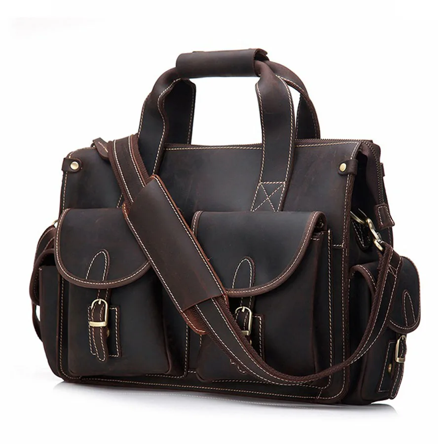BOLEKE New Genuine Leather Men Business Bag Fashion Brand Shoulder Tote Messenger Causal Handbag 15&quotLaptop Briefcase Mal | Багаж и