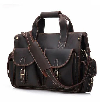 

BOLEKE New Genuine Leather Men Business Bag Fashion Brand Shoulder Bag Tote Messenger Bag Causal Handbag 15"Laptop Briefcase Mal