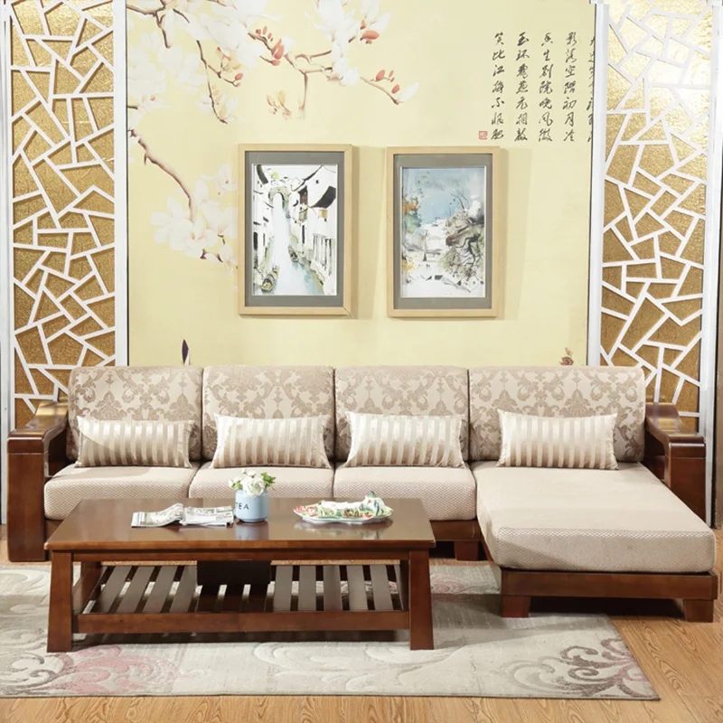 Furniture living modern Solid wood Simple sofa coffee table combination